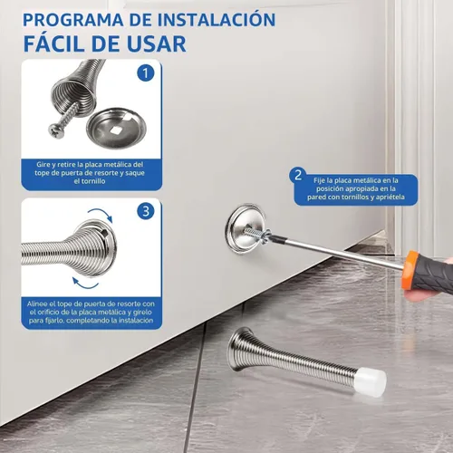 Miniatura 4 de KISEER Paquete de 12 topes de puerta de resorte de 3 1/4 pulgadas, flexibles y resistentes, con puntas de parachoques de goma a prueba de óxido