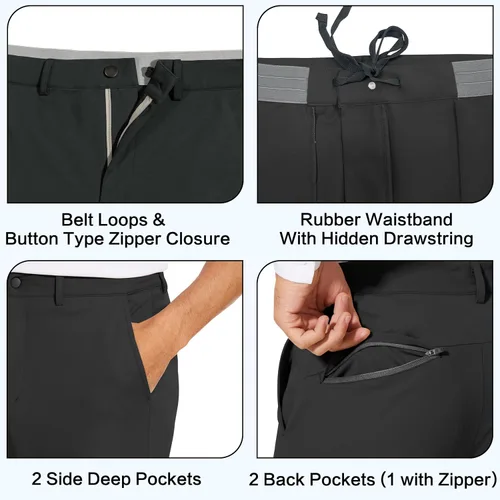 Miniatura 3 de JWM Pantalones deportivos de golf elásticos para hombre con trabillas para cinturón, ajuste delgado, tobillo cónico, casual, para trabajo, atlético