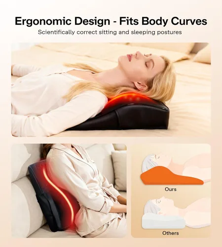 Miniatura 4 de ALLJOY Masajeador térmico de espalda para aliviar el dolor de espalda, almohada de apoyo lumbar Shiatsu de tejido profundo con 3 modos de masaje, 3
