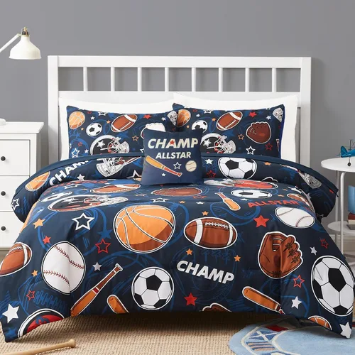 Miniatura 15 de Juego de edredón para niños Kaleido Space tamaño individual para niños, juego de ropa de cama para niños con luz en la oscuridad para jugadores, 1