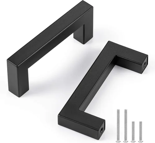 Miniatura 8 de CZC HOME Paquete de 15 tiradores de cajón de 4.5 pulgadas, manijas cuadradas de acero inoxidable, tiradores centrales de gabinete de 4 pulgadas