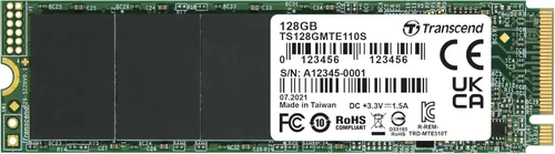 Transcend SSD M.2 2280 de 128 GB, hasta 1,500 MB/s, compatible con computadora de escritorio Ultrabook, SSD PCIe NVMe Gen3x4, unidad de estado