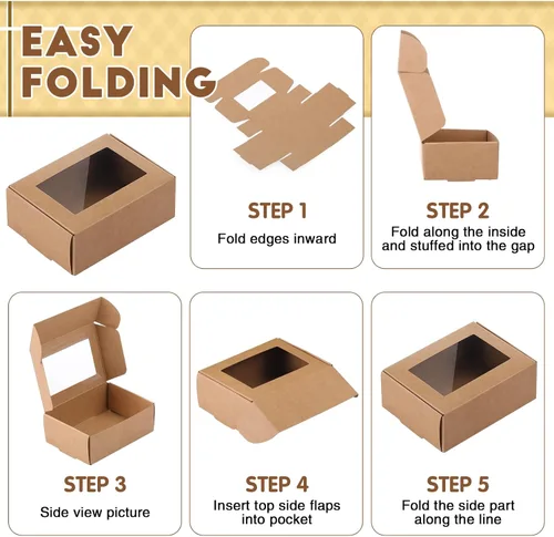 Miniatura 3 de Zonon 30 piezas de cajas de jabón para embalaje casero, mini cajas de regalo de papel kraft con ventana para panadería, caramelos, fabricación