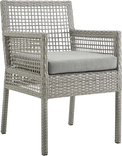 Miniatura 11 de Modway Aura Piece - Juego de mimbre para exteriores, gris gris