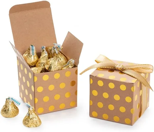 Miniatura 6 de AWELL Caja de dulces de regalo rosa a granel de 2 x 2 x 2 pulgadas con cinta rosa caja de favor de fiesta, paquete de 50 Caja rosa con cinta rosa