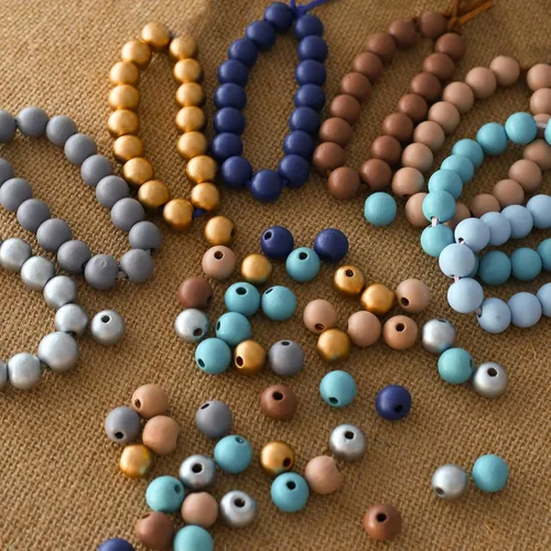 Miniatura 4 de ToBeIT 1000 cuentas de madera de macramé, cuentas redondas de colores de granja para manualidades, fabricación de joyas (azul-0.315 pulgadas)