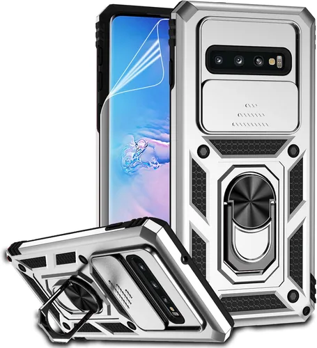 Miniatura 12 de Funda para Samsung Galaxy S10 con cubierta para lente de cámara, protector de pantalla HD, doble capa de grado militar, probada contra caídas