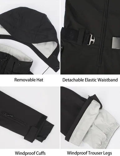 Miniatura 118 de GSOU SNOW Traje de esquí para mujer, traje de nieve delgado de una pieza, chaqueta de nieve, impermeable, resistente al viento, deportes al aire
