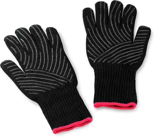 Weber Premium Gloves L/XL - Guantes resistentes al calor (hasta 482°F / 482.0 °F) con agarre de silicona, diseño flexible, color negro