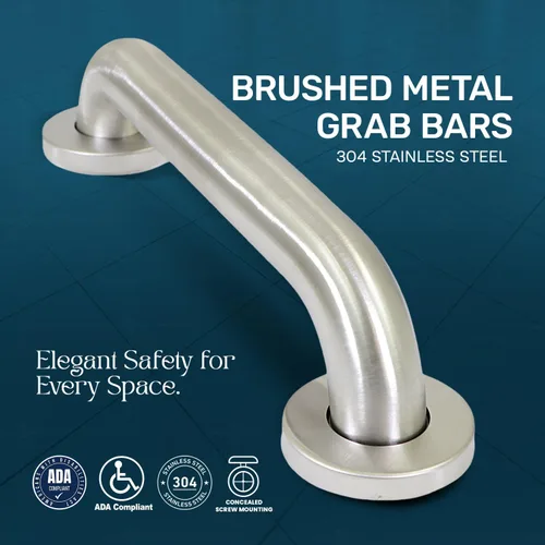 Miniatura 2 de Barras de agarre de metal cepillado para baño, mango de ducha fuerte y mango de baño para seguridad, barras de agarre de ducha para personas