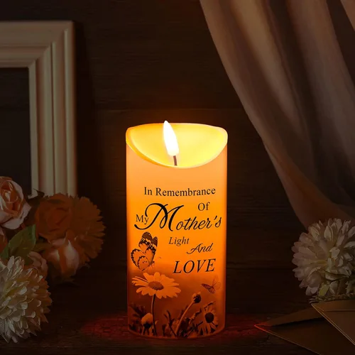 Gerrii Regalos de condolencias por la pérdida de la madre, velas LED sin llama, de 3 x 6 pulgadas, velas conmemorativas en recuerdo de mi madre