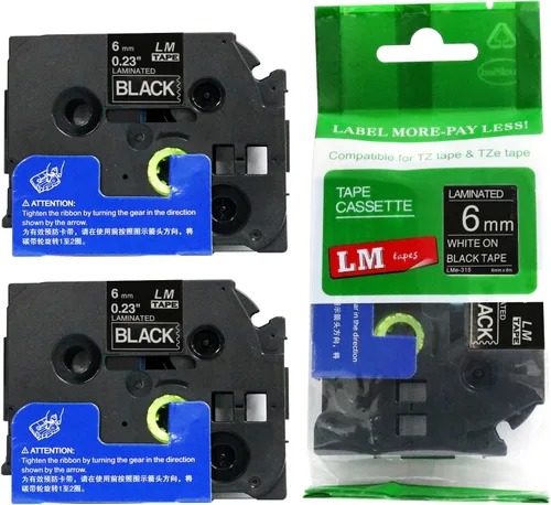 Miniatura 19 de Paquete de 1 unidad LM Tapes LMe511 Premium de 1/4 de pulgada con impresión negra en etiqueta azul compatible con Brother TZe-511 P-Touch, incluye