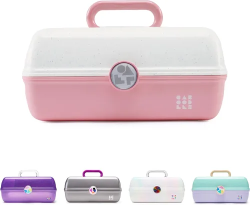 Miniatura 7 de Caboodles On-The-Go Girl - Caja de maquillaje para chicas, dos tonos violeta sobre brillo plateado, caja organizadora de maquillaje de plástico