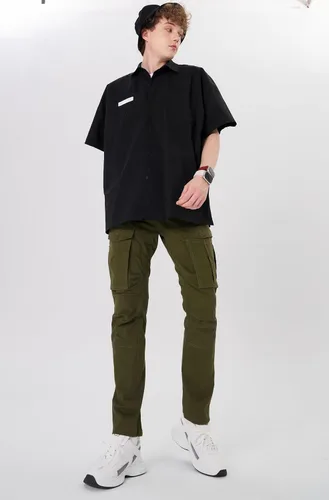 Miniatura 8 de Plaid&Plain Pantalones cargo ajustados con rodillas articuladas para hombre