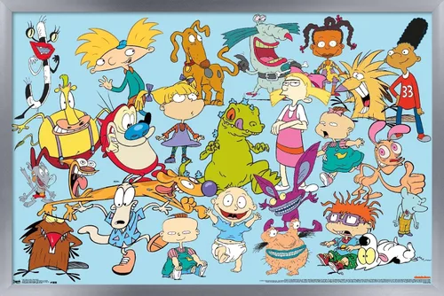Miniatura 11 de Trends International Póster de pared de personajes de Nickelodeon, 14.725 x 22.375 pulgadas, versión enmarcada de madera de granero