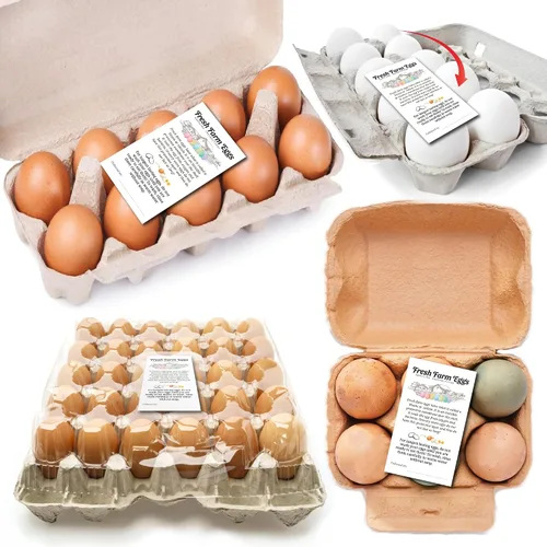Miniatura 4 de Paquete de 500 etiquetas de tarjetas de instrucciones de cuidado para el manejo de huevos frescos de granja 4 6 12 15 18 30 48 50 cajas de cartón