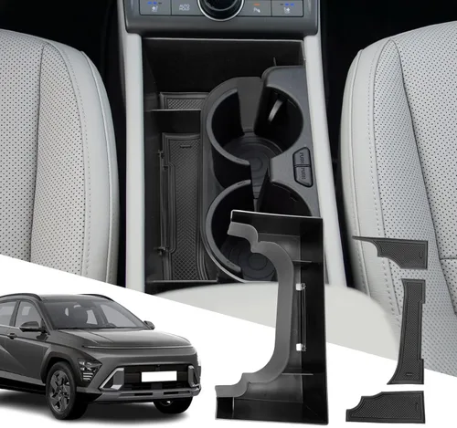 Miniatura 10 de SXCY 2 piezas superiores para Hyundai Kona/Kona EV 2024 2025 2026 Organizador de consola central para Hyundai Kona EV 2024-2026, accesorios