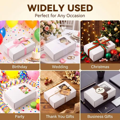 Miniatura 6 de Spakon 30 cajas de jabón de papel kraft blanco con ventana, 3.5 x 2.6 x 1.2 pulgadas, se adapta a hasta 4 jabones hechos a mano, caja de regalo