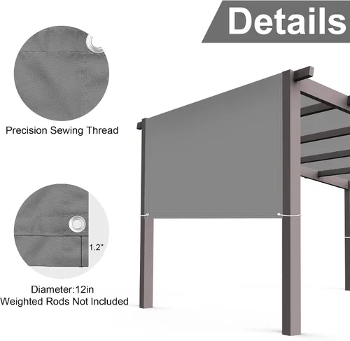 Miniatura 6 de Cubierta de sombra de pérgola Parasol Rectángulo Toldo Tela de bloqueo UV Gris