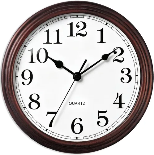 Miniatura 8 de Reloj de pared, reloj clásico silencioso de bronce, funciona con pilas, decorativo para sala de estar, dormitorio, cocina, oficina (16 pulgadas)