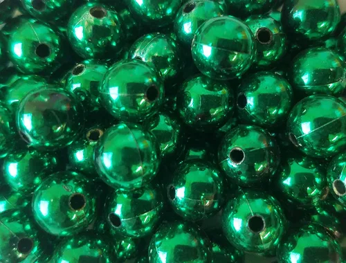 Miniatura 4 de Cuentas redondas sueltas de plástico artificiales de 0.394 in, 100 unidades (surtido metálico)