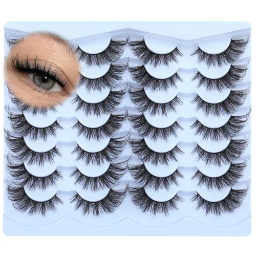 Miniatura 16 de Pestañas postizas de visón natural, efecto ojo de gato, finas, 16 mm, 5D, paquete de 14 pares de pestañas falsas de TNFVLONEINS