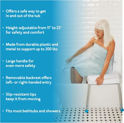 Miniatura 2 de Carex Banco de ducha de fácil transferencia, silla de ducha para ancianos y banco de transferencia de bañera para bañera, banco de transferencia