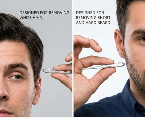 Miniatura 2 de AUSOMTEK Pinzas para arrancar barba y cabello, herramienta fina para cejas, acero inoxidable, punta de 0.394 in, diseño de ranura antideslizante