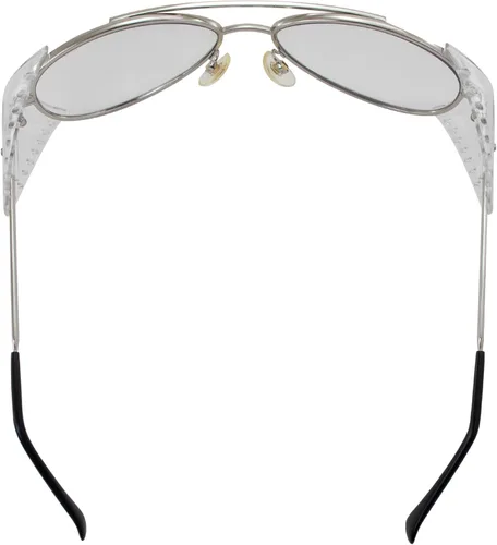 Miniatura 4 de Global Vision Gafas de seguridad de aviador transparente UV400 con lente de policarbonato brillante, marco de metal plateado con protectores