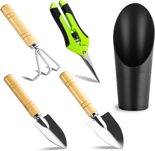 Josteve juego de 5 herramientas para suculentas, mini herramientas de jardín pequeñas para interior, tijeras de podar y jardinería, juego de mano