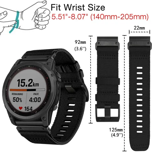 Miniatura 6 de Abanen Correas de reloj de nailon de 0.866 pulgadas de ajuste rápido mejoradas para Garmin Fenix 8 de 1.772 pulgadas / Fenix 7 / epix Pro 1.772