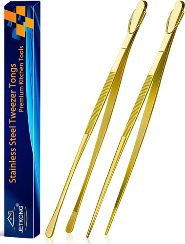 Miniatura 23 de Jetkong 2 pinzas de cocina de 40.6 cm, extra grandes, de acero inoxidable, para alimentos, pinzas de cocina gigantes (color dorado)