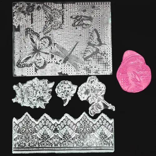 Miniatura 9 de Hojas de sello de textura de silicona prémium para joyas de arcilla polimérica y aretes de arcilla, juego de 3 patrones florales y únicos, fácil