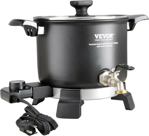 Miniatura 10 de VEVOR Derretidor de cera de 5 litros para hacer velas, olla eléctrica grande para derretir cera con boquilla fácil de verter, control de temperatura