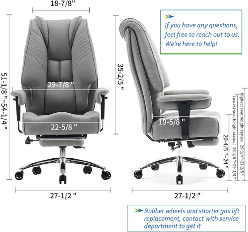 Miniatura 2 de EXCEBET Silla de oficina grande y alta de 400 libras de ancho, silla de oficina ejecutiva de cuero con respaldo alto con reposapiés, sillas Malla