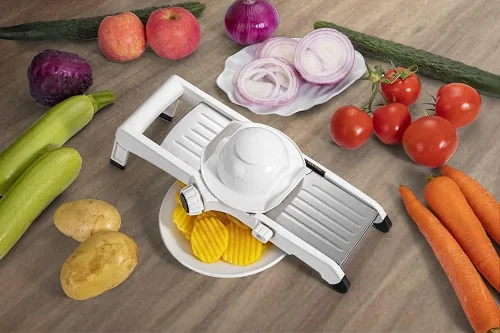 Miniatura 7 de VEKAYA Cortadora de mandolina para cocina, rebanadora de vegetales profesional de acero inoxidable con grosor ajustable, guantes de seguridad