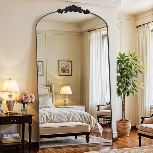 Miniatura 36 de Antok Espejo arqueado de longitud completa, espejo de piso de 71 x 28 pulgadas con tallado, espejos de cuerpo completo para decoración del hogar