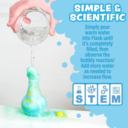 Miniatura 4 de Tub Works® Juguete de baño para niños Bath Bomb Potion™, paquete variado de 6 unidades No tóxico Fizzes, espumas y burbujas con una erupción