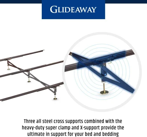 Miniatura 4 de glideaway x-support Marco de la cama sistema de apoyo, Modelo GS-3 XS 3 Raíles de Cruz y 3 Piernas, Fuerte Caja de base de apoyo para Full, reina