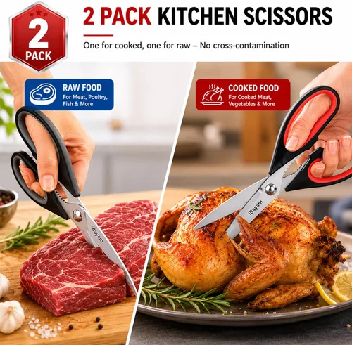 Miniatura 6 de iBayam Tijeras de cocina multiusos resistentes, juego de utensilios de cocina, utensilios de cocina de acero inoxidable, herramientas de utilidad