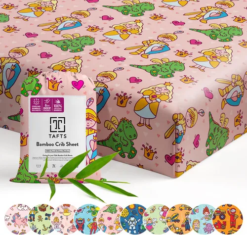 Miniatura 12 de Tafts Sábanas bajeras 100% viscosa para cuna, niñas, niños y unisex, bolsillo profundo de 8 pulgadas, colchón estándar para cuna y niño pequeño