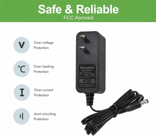 Miniatura 2 de SmoTecQ Adaptador de CA de fuente de alimentación de 12 V 2 A, paquete de 2 unidades, cargador de transformador de 24 W para tiras de luces LED