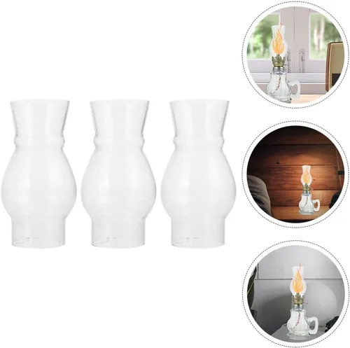 Miniatura 8 de SEWACC Pantalla de lámpara de cristal, 3 piezas, pantalla de lámpara de vela de vidrio, cubierta de lámpara de queroseno, cubierta de lámpara