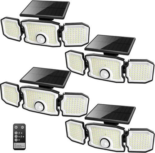Miniatura 11 de Luces solares impermeables para exteriores, 2800 lm, 200 luces LED con sensor de movimiento, 3 cabezales y 3 modos de luces de inundación, luces