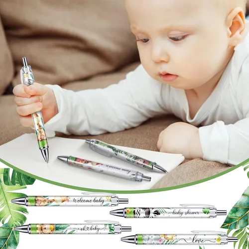 Miniatura 4 de Chuangdi 24 Piezas Bolígrafos de Punta de Bola con Temática de Animales para Baby Shower Favores a Granel Bolígrafo Retráctil de Tinta Negra