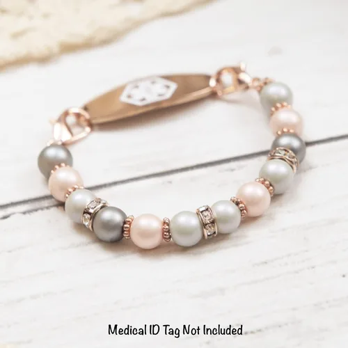 Miniatura 3 de Pulsera de alerta médica de oro rosa, pulsera médica de repuesto intercambiable de identificación médica, etiqueta de identificación no incluida