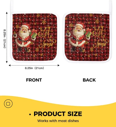Miniatura 3 de Soportes para ollas de Navidad de Papá Noel para cocina, resistentes al calor, paquete de 2 almohadillas rojas de Navidad, almohadillas multiusos