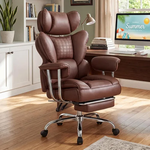 Miniatura 2 de DUMOS Silla de oficina grande y alta, 350 libras, silla de escritorio ejecutiva de piel sintética resistente a los arañazos con reposapiés, silla