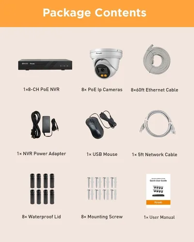 Miniatura 8 de Sistema de cámara de seguridad PoE, 8 cámaras IP con cable de 5MP con audio, visión nocturna a color inteligente y detección de vehículos con IA