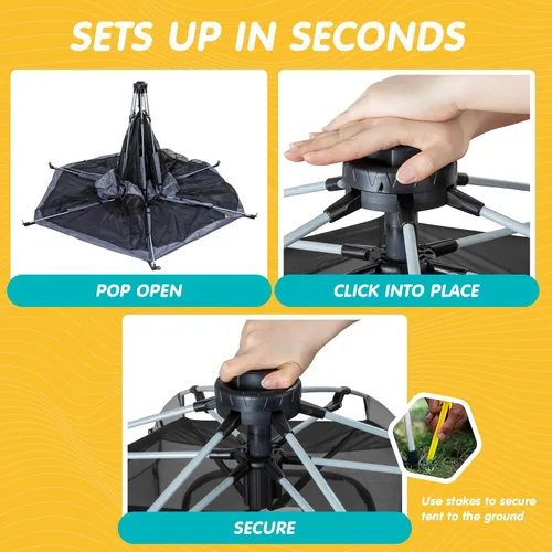 Miniatura 4 de Corralito para bebés de alta calidad para puerta y exterior, portátil, ligero, paquete desplegable y patio de juegos con toldo y bolsa de viaje, Gris